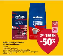 Delhaize Koffie, gemalen, in bonen, in capsules of in pads aanbieding