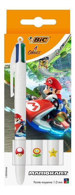Dreamland Bic vierkleurenbalpen Mario Kart - 3 stuks aanbieding