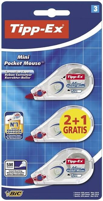 Dreamland Tipp-Ex correctieroller Mini Pocket Mouse - 3 stuks aanbieding