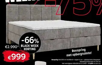 Boxspring Hoofdbord + Topper + Opbergruimte Inbegrepen. Bekleding Kreon-lech