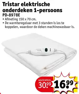 Kruidvat Tristar elektrische onderdeken 1-persoons aanbieding