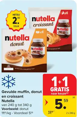 Carrefour Market Nutella Gevulde muffin, donut en croissant aanbieding