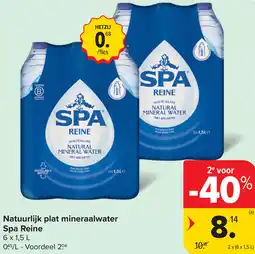 Carrefour Market Spa Reine Natuurlijk plat mineraalwater aanbieding