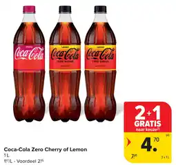 Carrefour Market Coca-Cola Zero Cherry of Lemon aanbieding