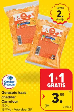 Carrefour Market Geraspte kaas cheddar Carrefour aanbieding