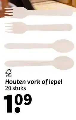 Wibra Houten vork of lepel aanbieding