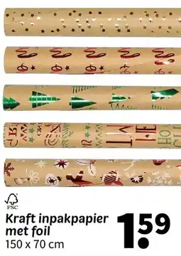 Wibra Kraft inpakpapier met foil aanbieding