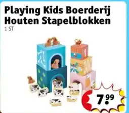 Kruidvat Playing Kids Boerderij Houten Stapelblokken aanbieding
