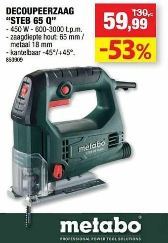 Hubo Metabo decoupeerzaag steb 65 q aanbieding