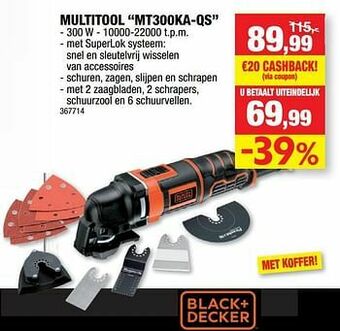 Hubo Black + decker multitool mt300ka-qs aanbieding