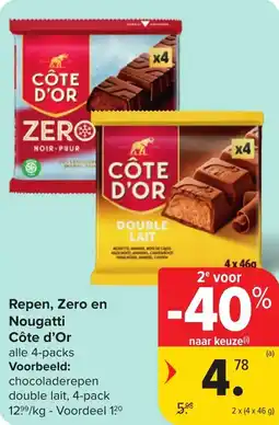 Hyper Carrefour Repen zero en nougatti côte d'or aanbieding