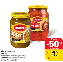 Hyper Carrefour Manna Warme sauzen aanbieding