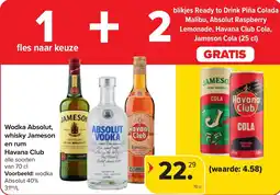 Hyper Carrefour Wodka absolut whisky jameson en rum havana club aanbieding