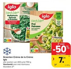 Hyper Carrefour Iglo Groenten Crème de la Crème aanbieding