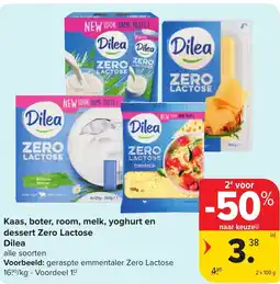 Hyper Carrefour Dilea Kaas, boter, room, melk, yoghurt en dessert Zero Lactose aanbieding