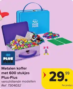Hyper Carrefour Metalen koffer met 600 stukjes Plus-Plus aanbieding