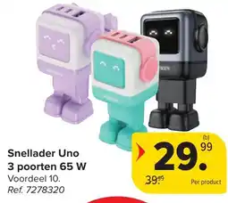 Hyper Carrefour Snellader Uno 3 poorten 65 W aanbieding