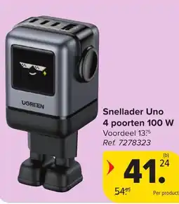 Hyper Carrefour Snellader Uno 4 poorten 100 W aanbieding