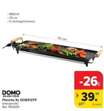 Hyper Carrefour Domo elektro Plancha XL DO8312TP aanbieding