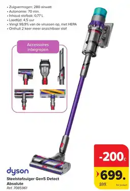 Hyper Carrefour dyson Steelstofzuiger Gen5 Detect Absolute aanbieding