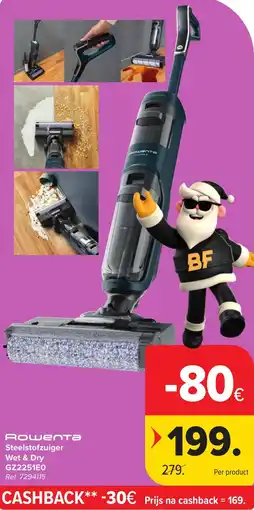 Hyper Carrefour Rowenta Steelstofzuiger Wet & Dry aanbieding