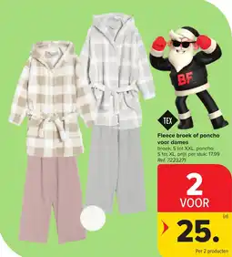 Hyper Carrefour Fleece broek of poncho voor dames aanbieding