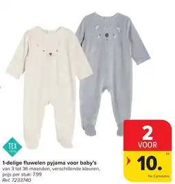 Hyper Carrefour 1-delige fluwelen pyjama voor baby's aanbieding