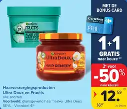 Hyper Carrefour Haarverzorgingsproducten Ultra Doux en Fructis aanbieding