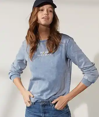 Sweat manches longues ’please don’t panic’ - S - ORAGE - Etam