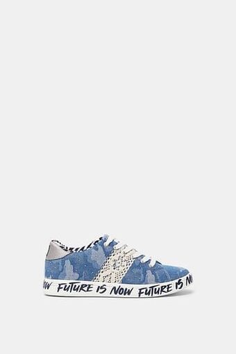 Desigual Denim sneakers met camouflageprint - BLUE - 38 aanbieding