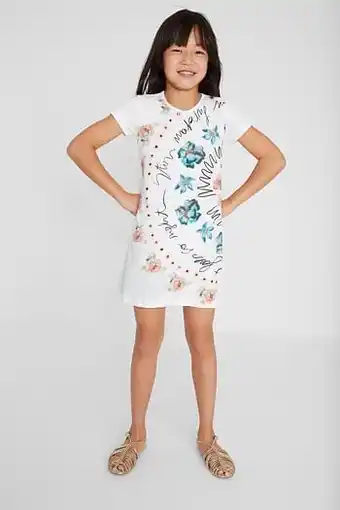 Desigual Katoenen T-shirtjurk - WHITE - 13/14 aanbieding