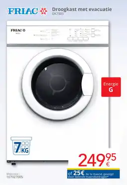 Eldi Friac Droogkast met Eevacuatie DK7005 aanbieding