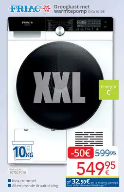 Eldi Friac Droogkast met warmtepomp DKW1010E aanbieding