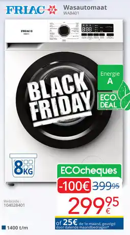 Eldi Friac Wasautomaat WA8401 aanbieding