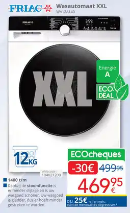 Eldi Friac Wasautomaat XXL WA12A140 aanbieding