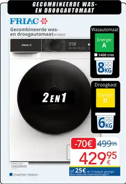 Eldi Friac Gecombineerde was en droogautomaatwD8600 aanbieding