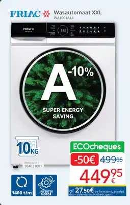 Eldi Friac Wasautomaat XXL WA1001A14 aanbieding