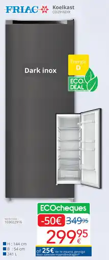 Eldi Friac Koelkast CO2916DIX aanbieding