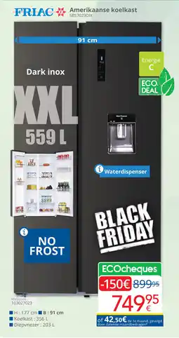 Eldi Friac Amerikaanse Koelkast XXL SBS7023DIX aanbieding