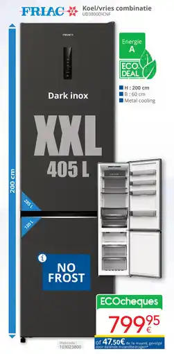 Eldi Friac Koel / Vries Combinatie UD3800DICNF aanbieding