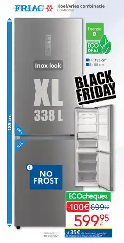 Eldi Friac Koel/vries combinatie XL UD3465IXNF aanbieding