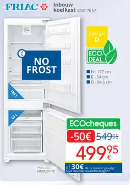 Eldi Friac Inbouw koelkast IUD0178 NF aanbieding