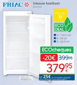 Eldi Friac Inbouw Koelkast ICO 0121 aanbieding