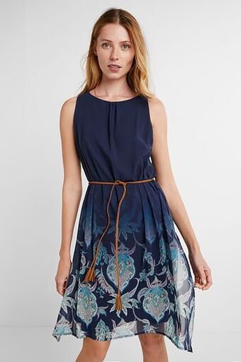 Desigual Jurk met zijsplitten - BLUE - XXL aanbieding