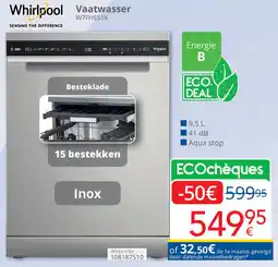 Eldi Whirlpool Vaatwasser W7FHS51X aanbieding