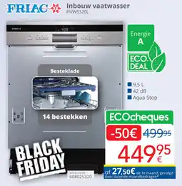 Eldi Friac Inbouw vaatwasser FIVW5320L aanbieding
