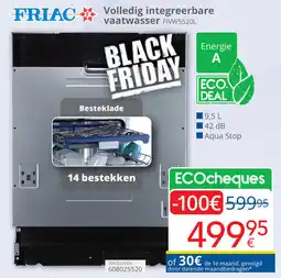Eldi Friac Volledig integreerbare vaatwasser FIVW5520L aanbieding