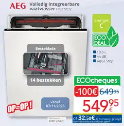 Eldi AEG Volledig integreerbare vaatwasser FSB37707Z aanbieding