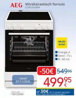 Eldi AEG Vitrokeramisch fornuis CCB6200ABW aanbieding