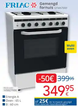 Eldi Friac Gemengd fornuis GFMA7000 aanbieding